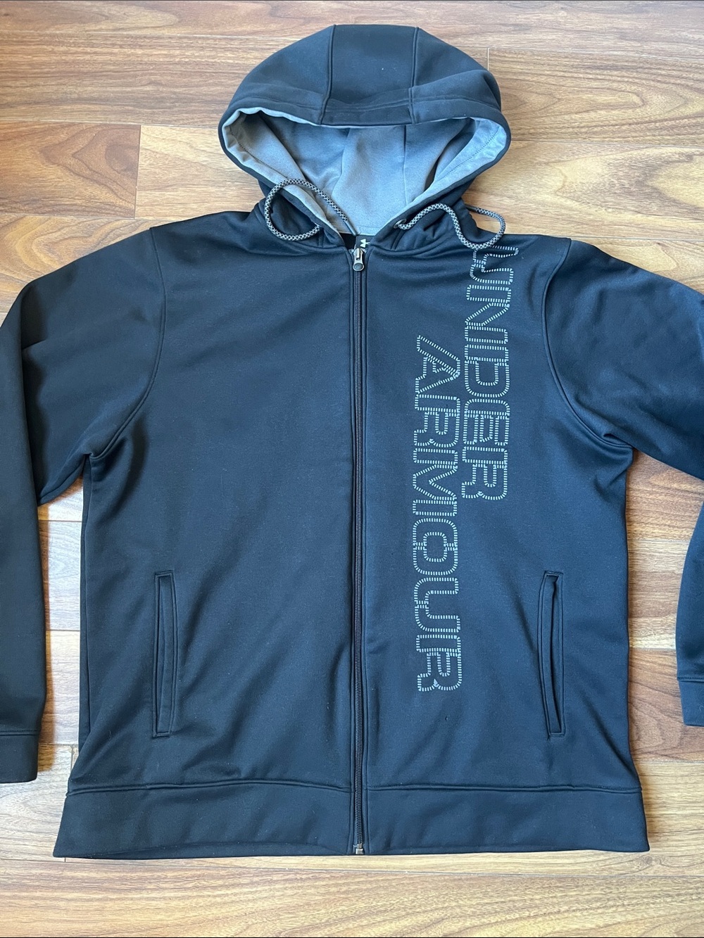 Under Armour Black Full-Zip Hooded Jacket Men Large With Pockets